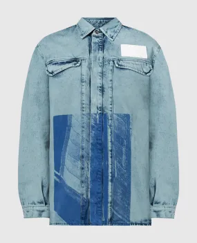 A Cold Wall Blue denim jacket with an abstract print