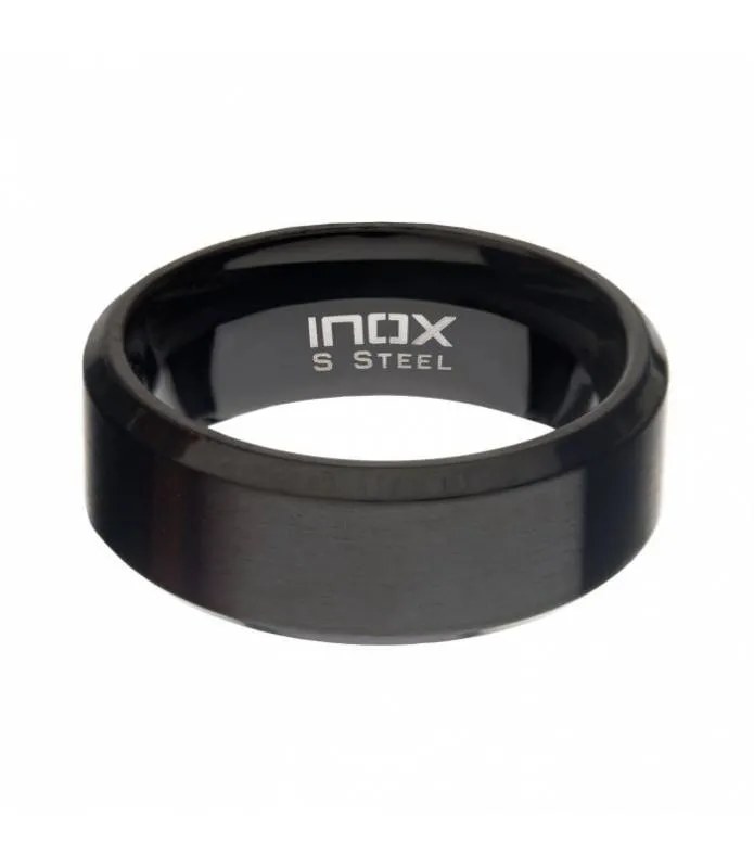 Anillo Alianza Hombre Negro Acero Mate Inoxidable Biselado INOX FR23648K