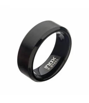 Anillo Alianza Hombre Negro Acero Mate Inoxidable Biselado INOX FR23648K