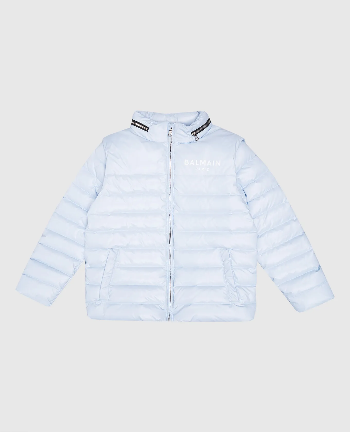 Balmain Children's blue down jacket with a logo