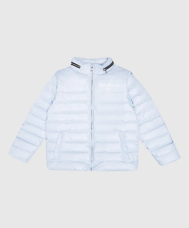 Balmain Children's blue down jacket with a logo