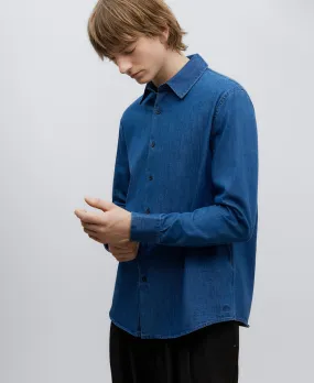 Blue cotton denim shirt man