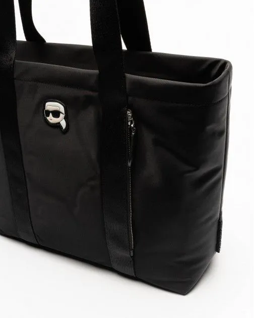 Bolso de hombro Karl Lagerfeld K/Ikonik 2.0 Nylon Zip Tote Negro