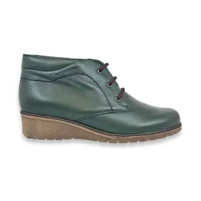 Botines Cómodos Mujer Piel Cuña Cordones Plantilla Extraíble 70241 Verde, de Tupié