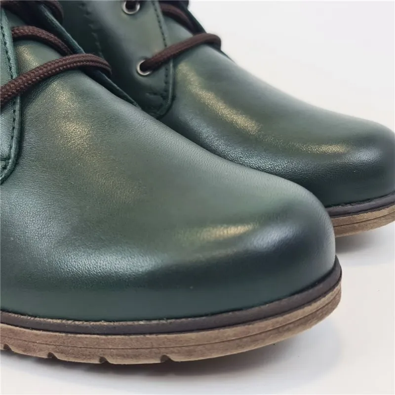 Botines Cómodos Mujer Piel Cuña Cordones Plantilla Extraíble 70241 Verde, de Tupié