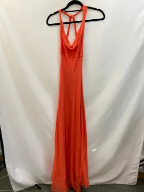 ETXART&PANNO.Vestido largo seda coral T.s