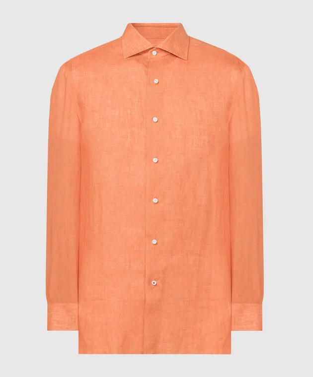 ISAIA Orange linen shirt