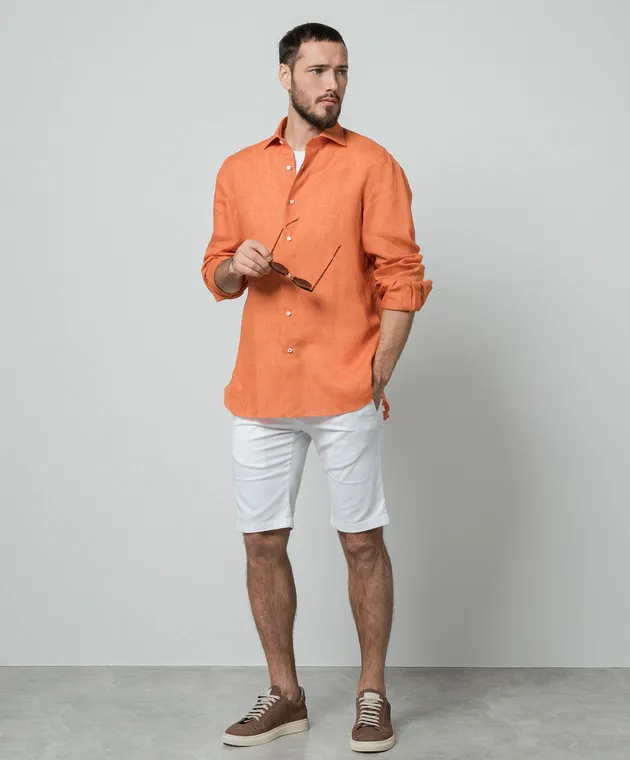 ISAIA Orange linen shirt