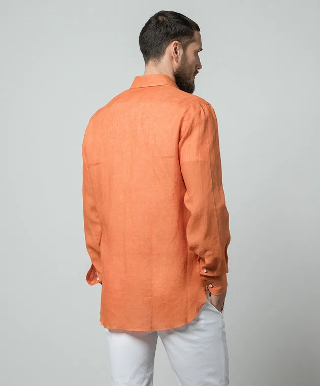 ISAIA Orange linen shirt