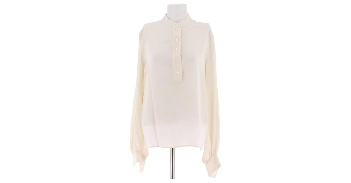 LANVIN Tops T.FR 40 Seda Blanco 