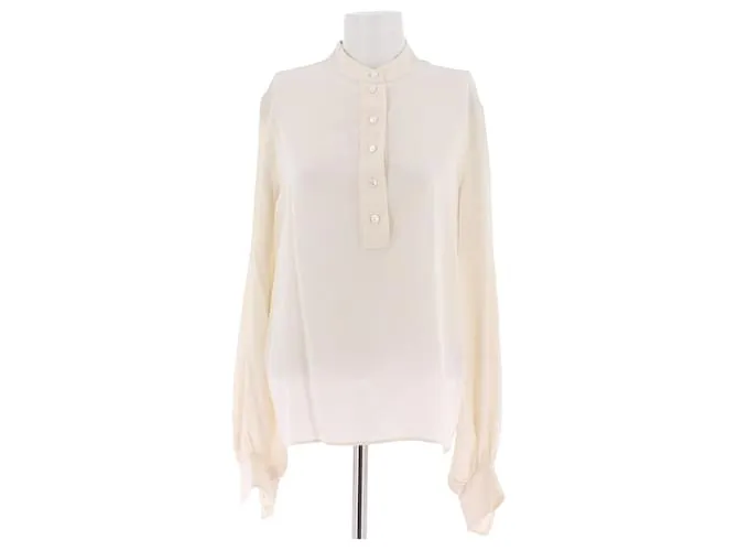 LANVIN Tops T.FR 40 Seda Blanco 