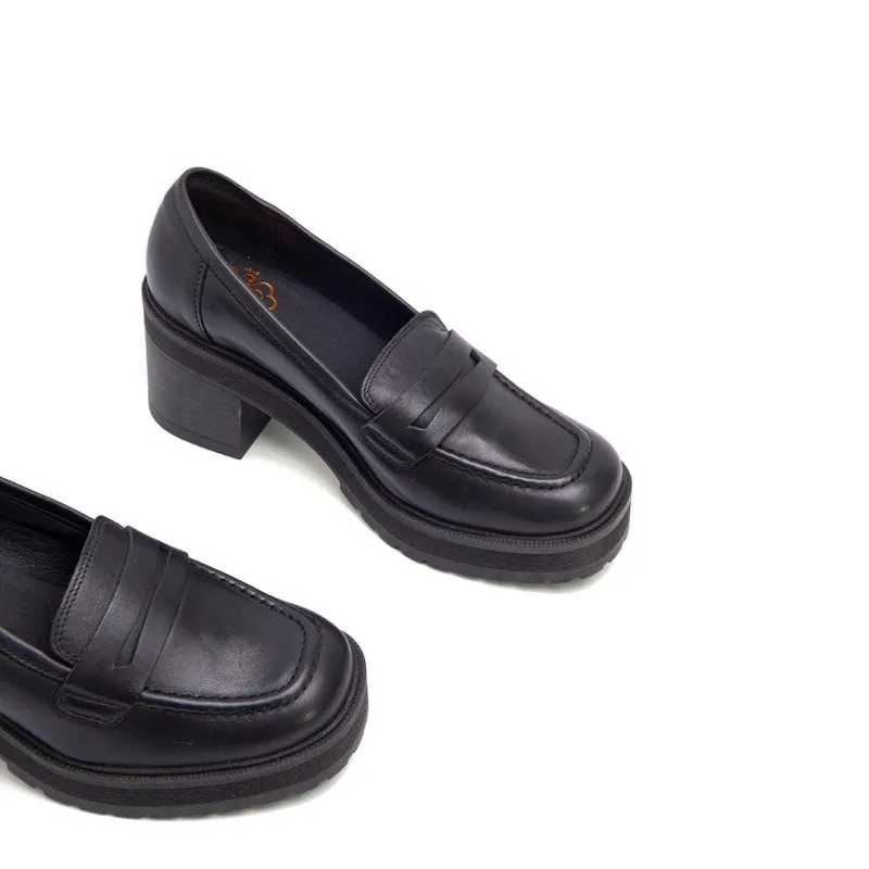 MOCASINES DE TACÓN NEGROS  RAHEL