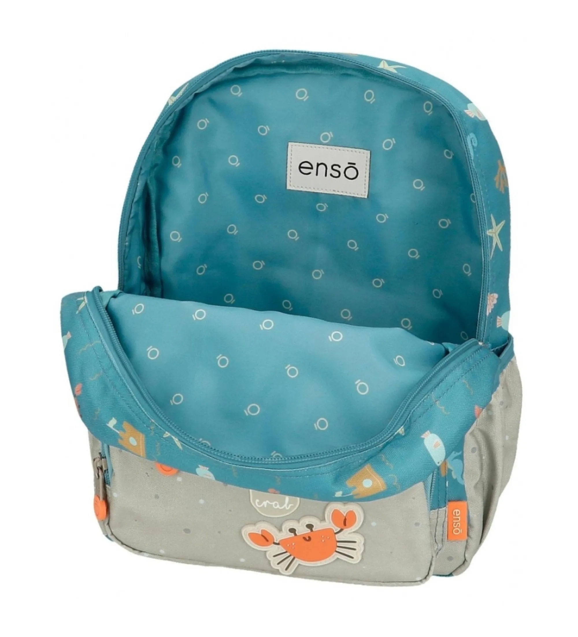 Mochila preescolar  Enso Mr Crab 28 cm con carro azul