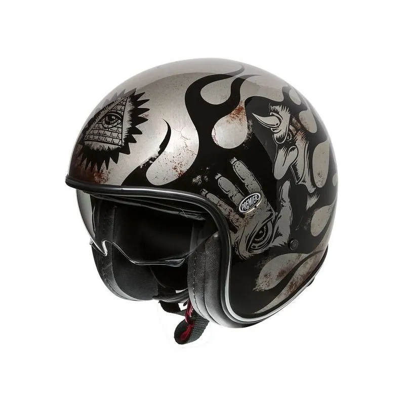 MOTOCICLETA DEL VINTAGE CASCO JET BD TITANIO  PREMIER