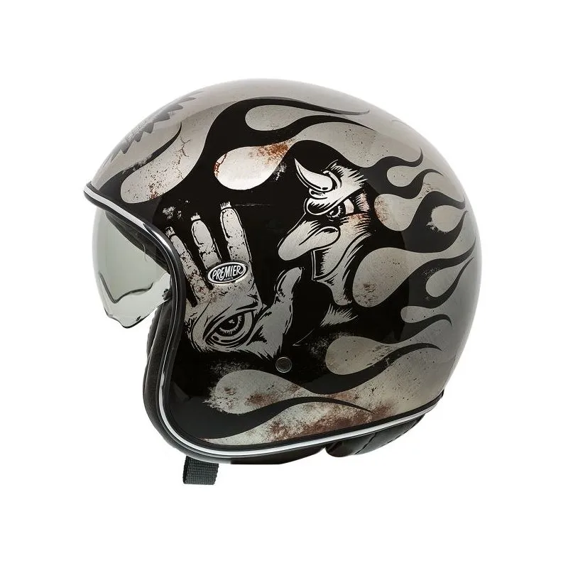 MOTOCICLETA DEL VINTAGE CASCO JET BD TITANIO  PREMIER