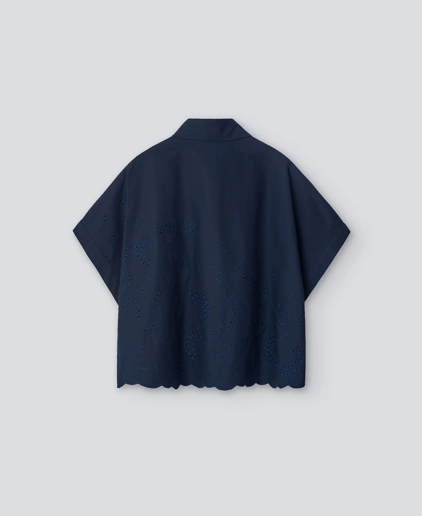 Navy blue English embroidery shirt woman