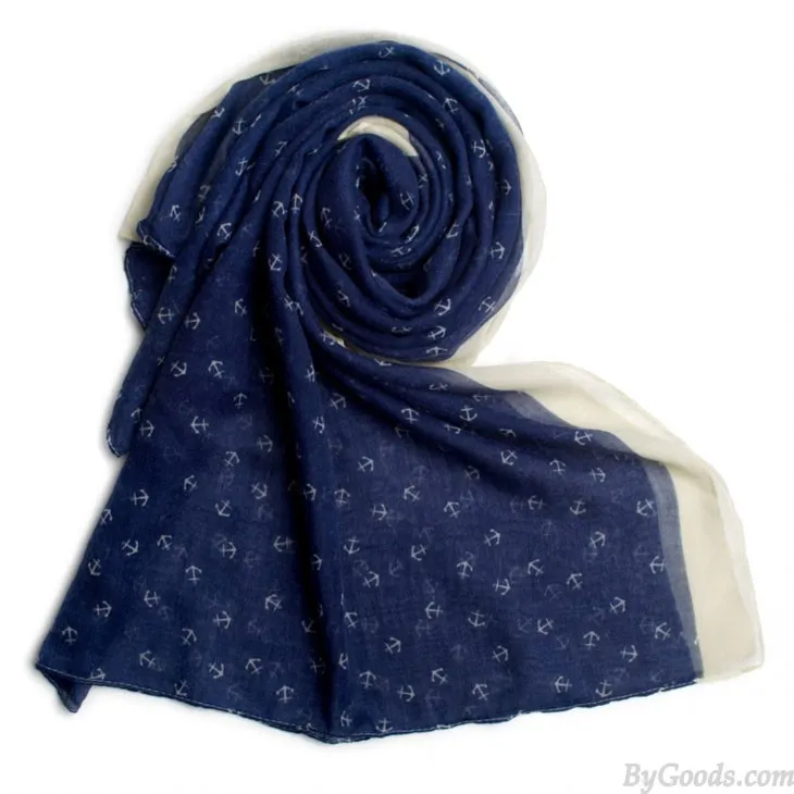 Navy Little Anchor Print Infinity Scarves