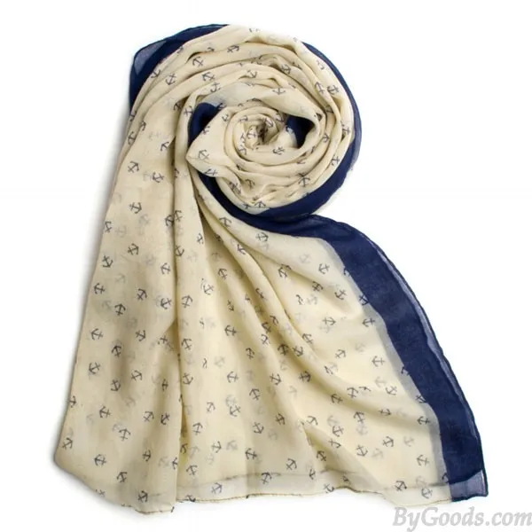 Navy Little Anchor Print Infinity Scarves