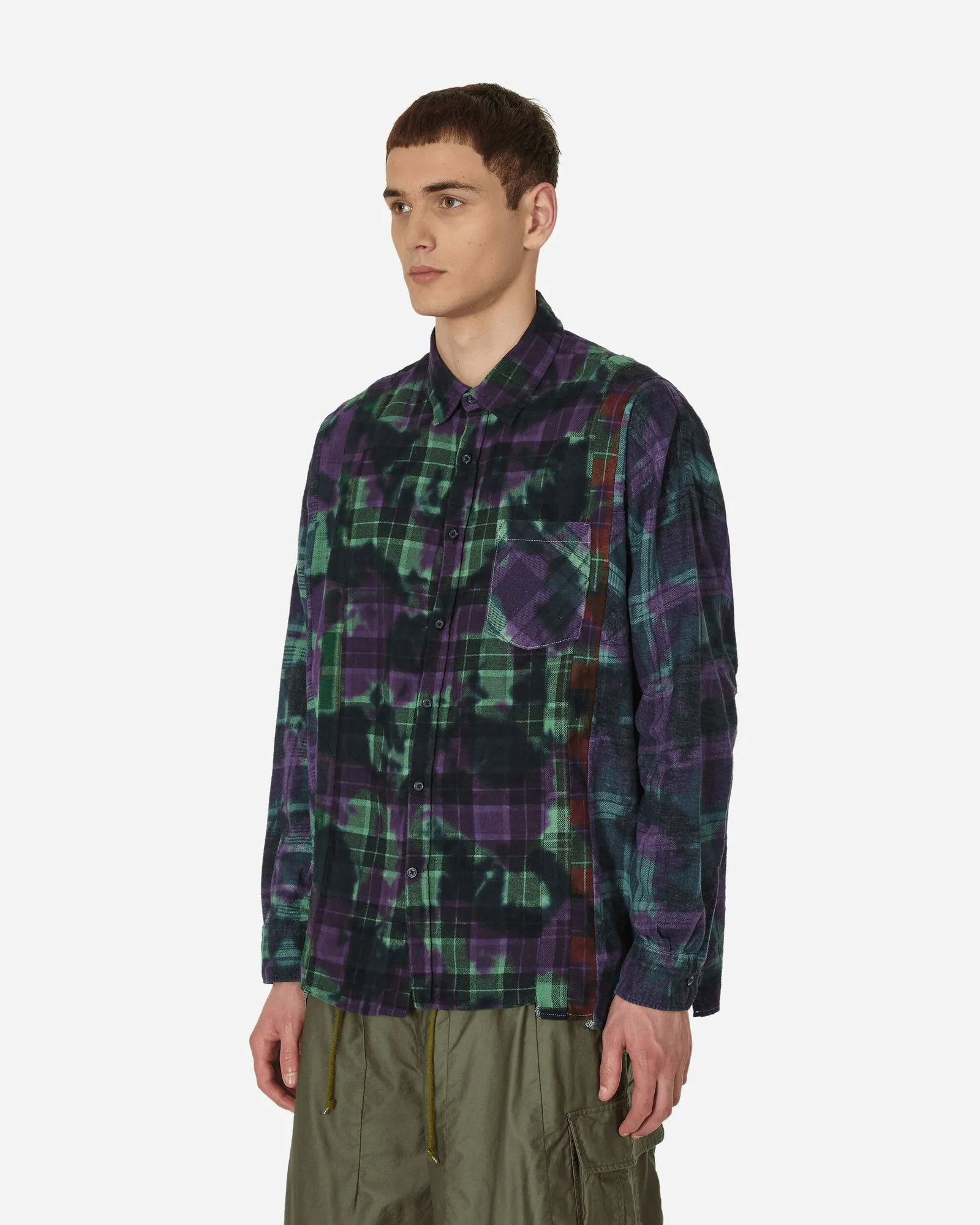 Needles 7 Cuts Wide Uneven Dye Flannel Shirt