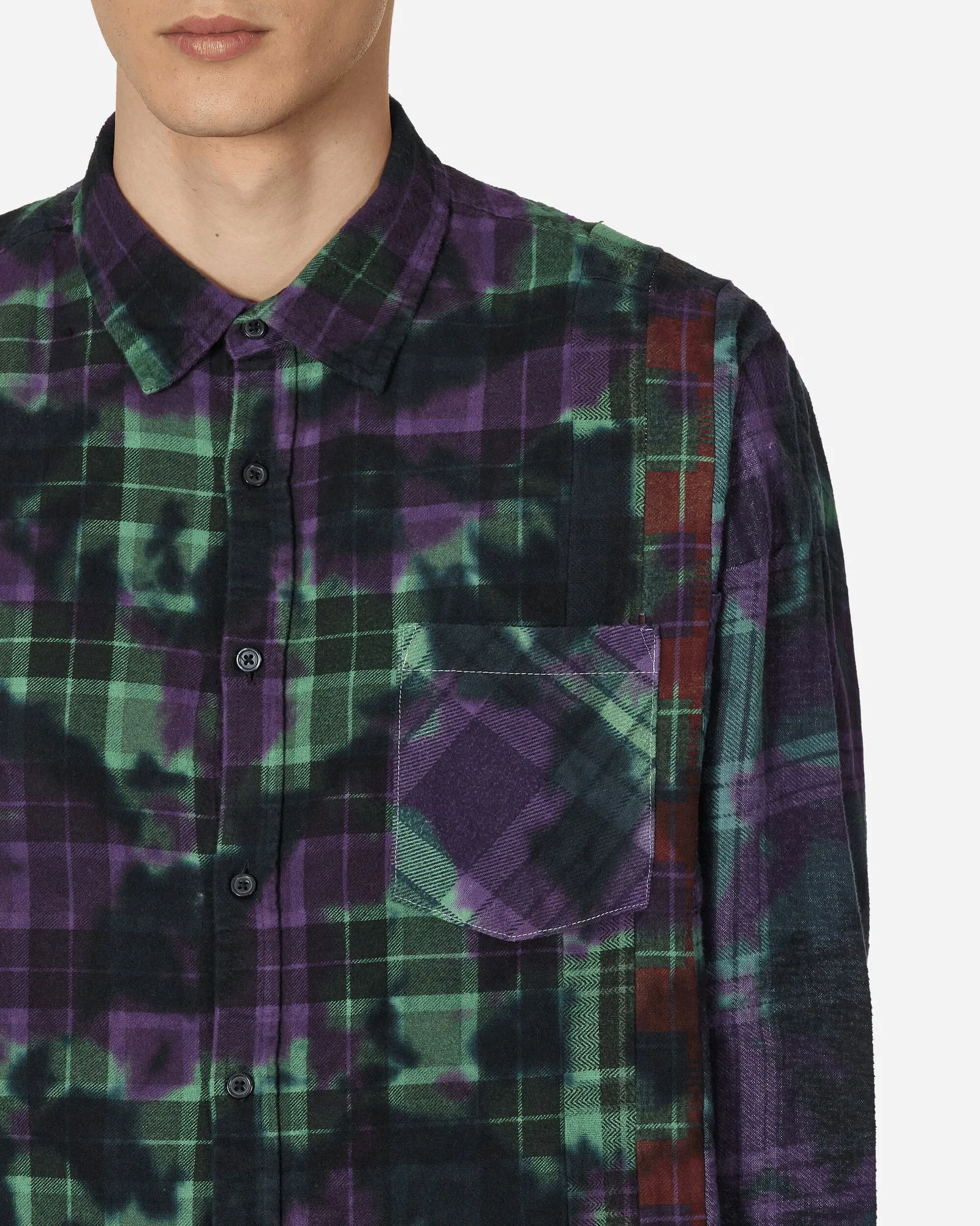 Needles 7 Cuts Wide Uneven Dye Flannel Shirt