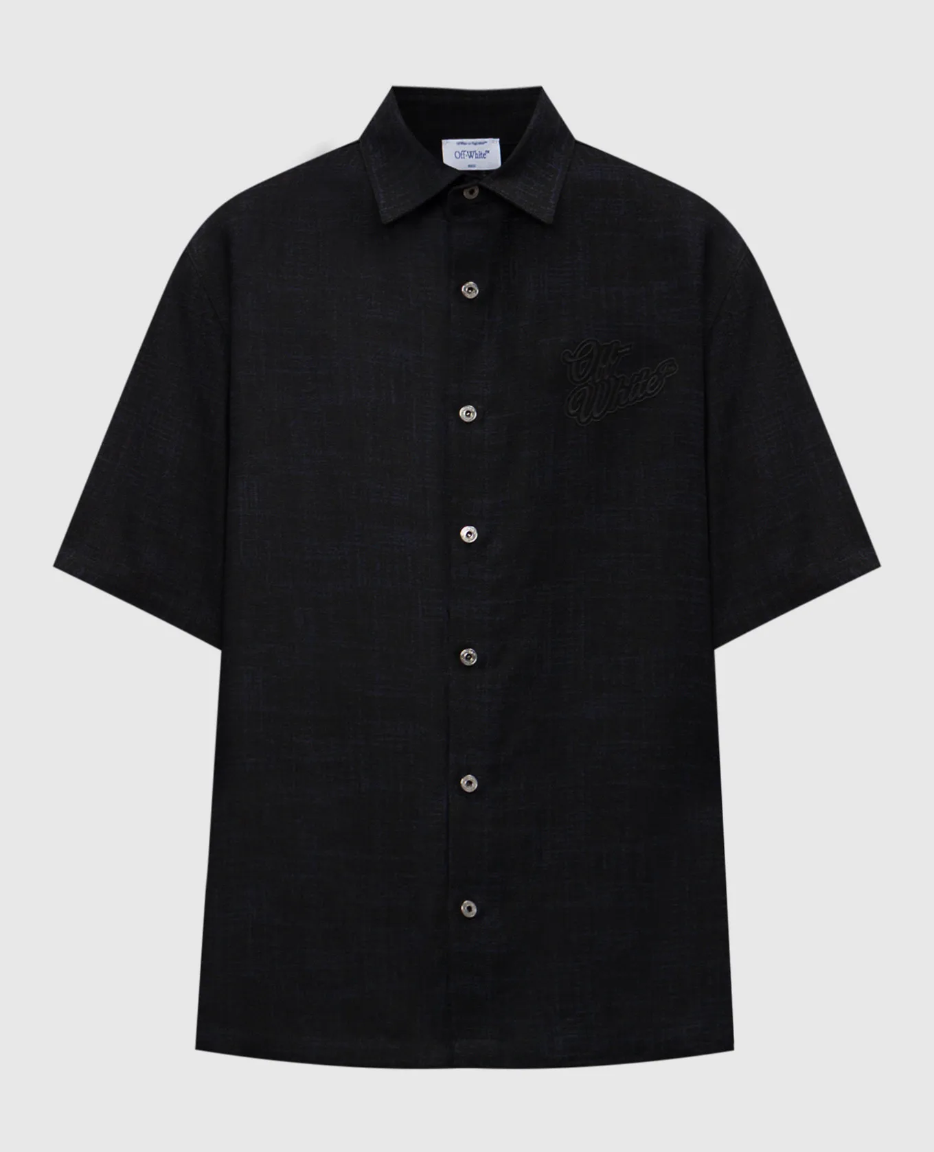 OFFWHITE BLACK LINEN SHIRT WITH LOGO