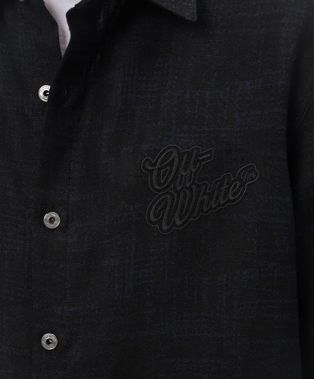 OFFWHITE BLACK LINEN SHIRT WITH LOGO