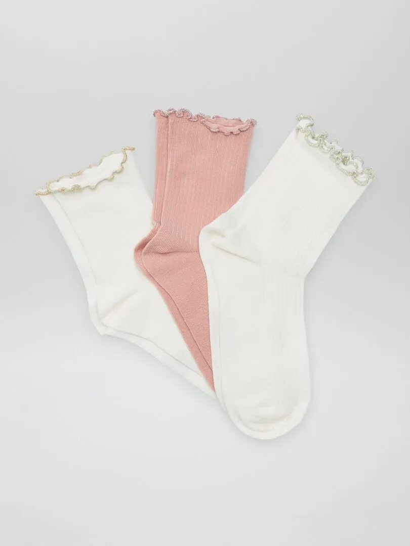 Pack de 3 calcetines festoneados - ROSA