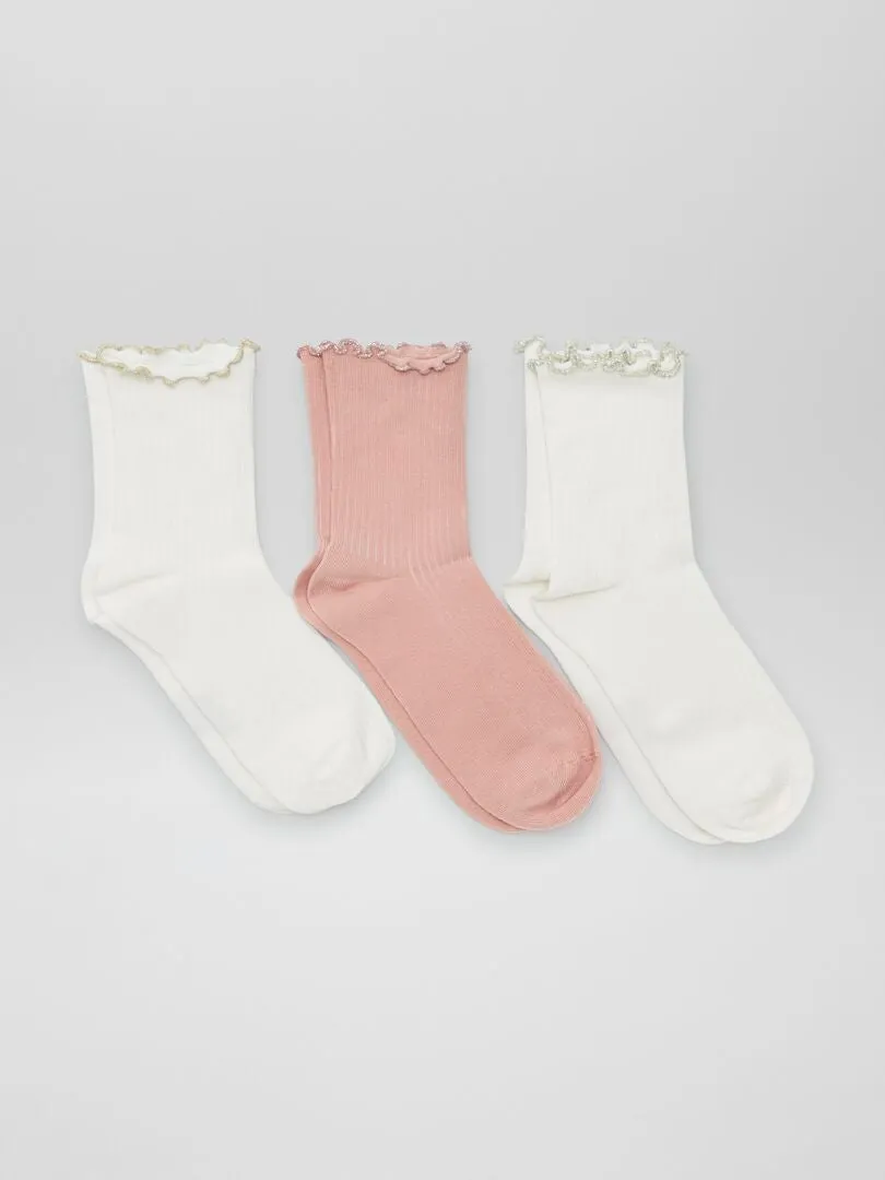 Pack de 3 calcetines festoneados - ROSA