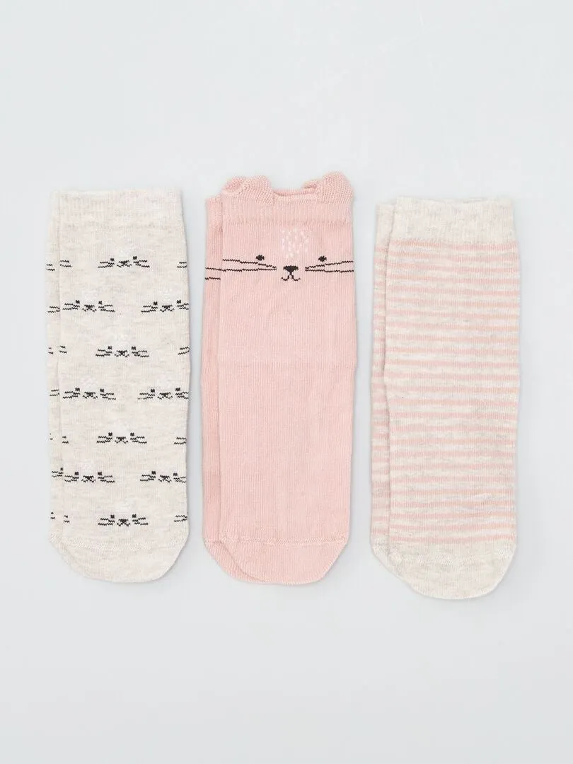 Pack de 3 pares de calcetines antideslizantes - ROSA