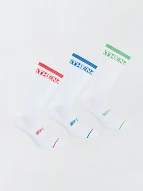 Pack de 3 pares de calcetines de largo medio 'Athena' - BLANCO