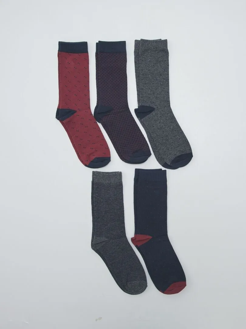 Pack de 5 pares calcetines fantasía - ROJO