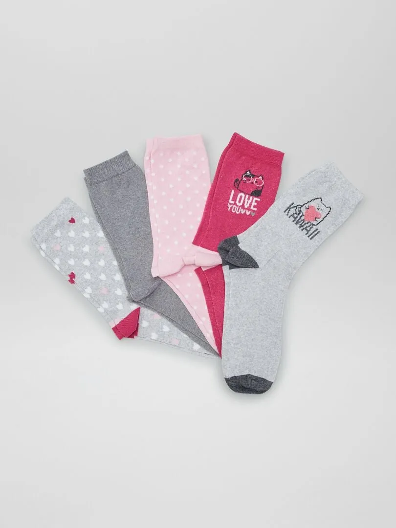 Pack de 5 pares de calcetines estampados - GRIS