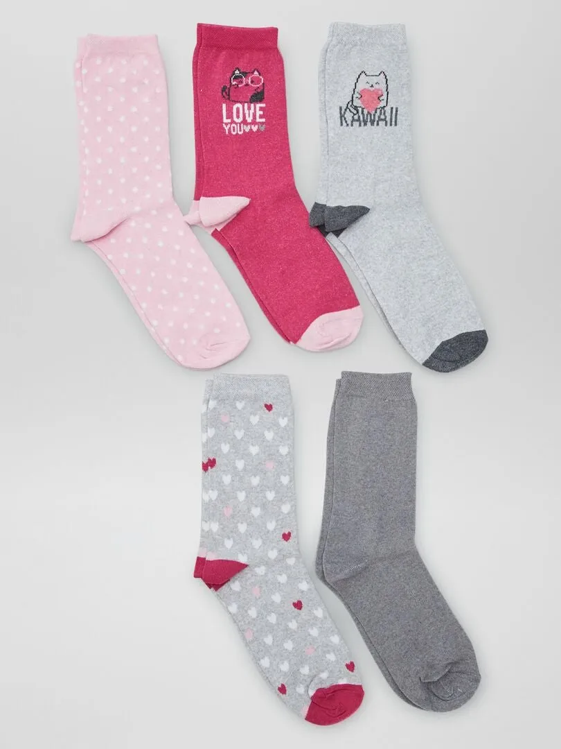 Pack de 5 pares de calcetines estampados - GRIS