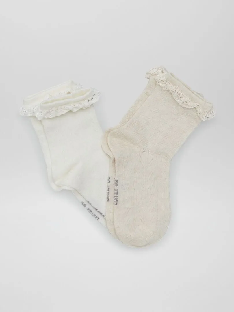 Pack de calcetines con volantes - 2 pares - BEIGE