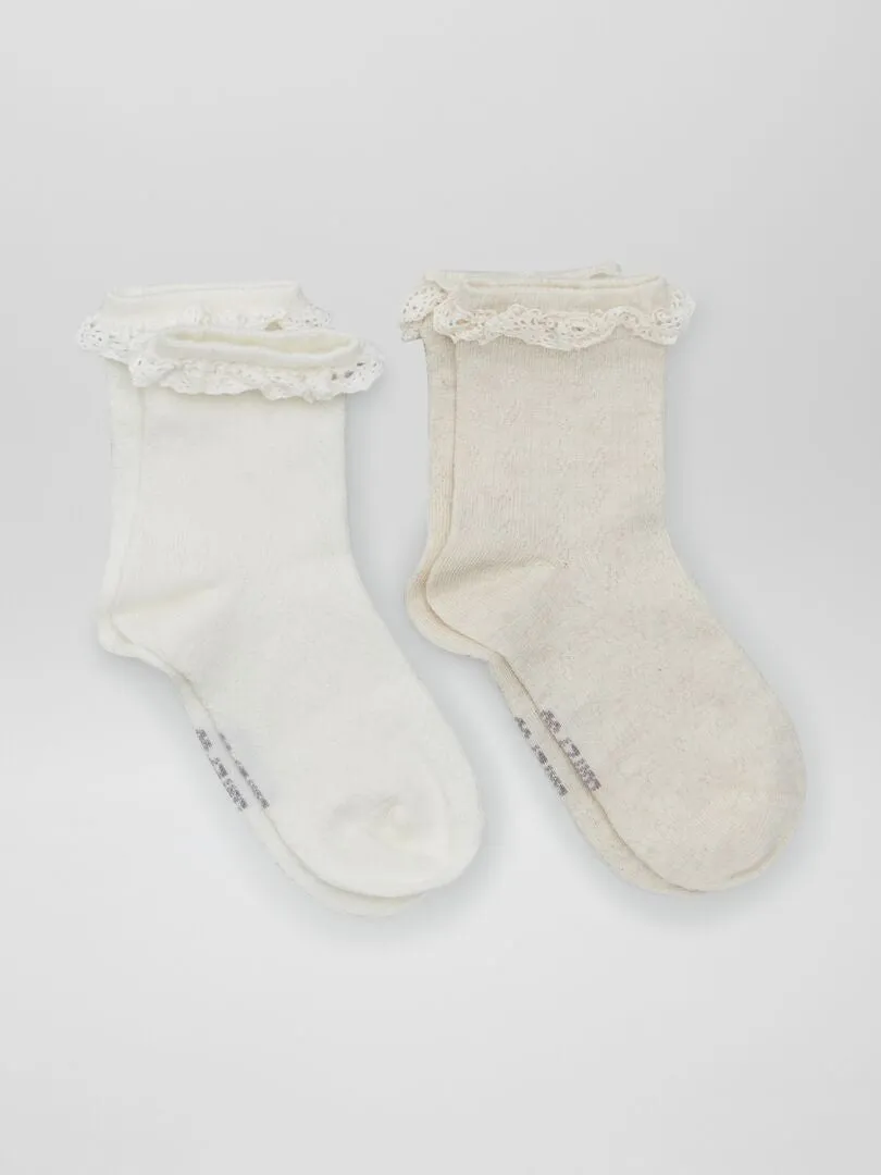 Pack de calcetines con volantes - 2 pares - BEIGE