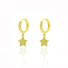 Pendientes Aro Dorado Circonita Estrella CL3175C