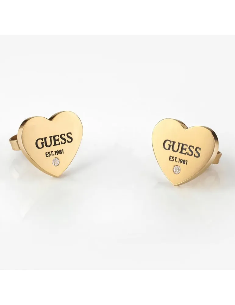 Pendientes Guess Mujer Corazones Acero Dorado JUBE02177