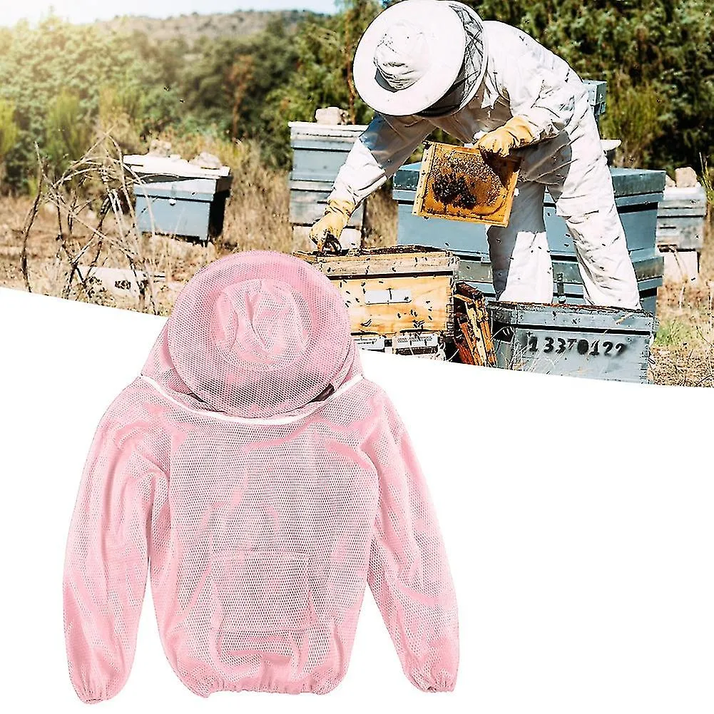 Professional Beekeeping Protective Jacket & Veil Suit Smock - Pink