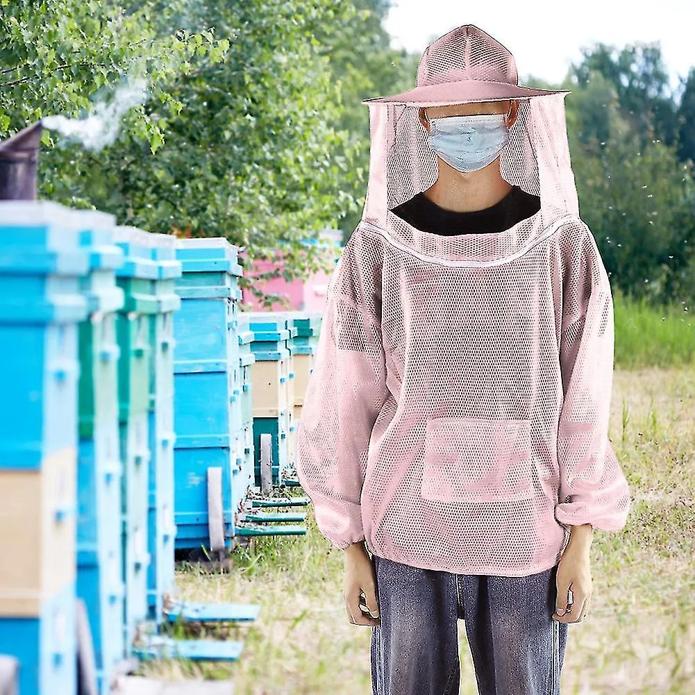 Professional Beekeeping Protective Jacket & Veil Suit Smock - Pink