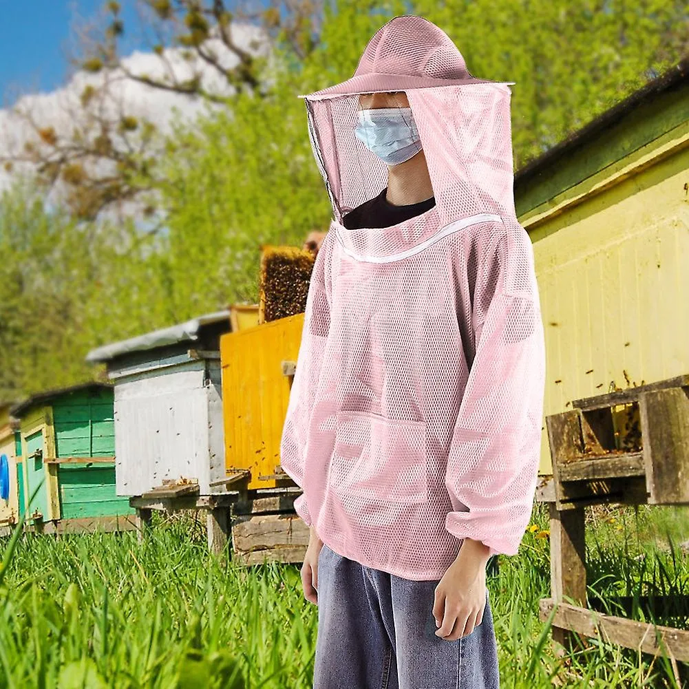 Professional Beekeeping Protective Jacket & Veil Suit Smock - Pink