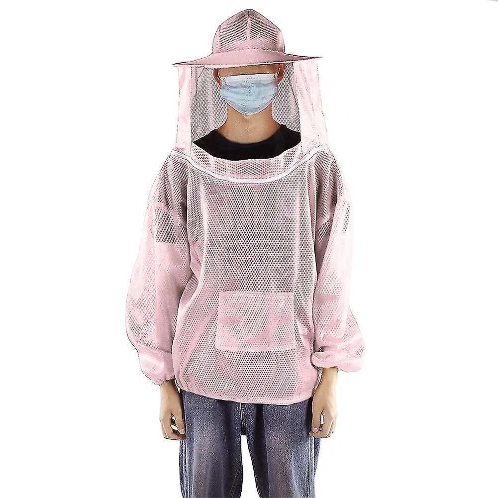 Professional Beekeeping Protective Jacket & Veil Suit Smock - Pink