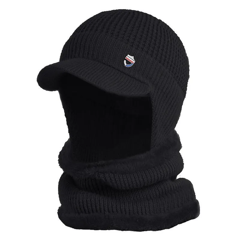 Rebirth Winter Bomber Hat Neck Gaiter Thermal Ear Windproof Hat Black