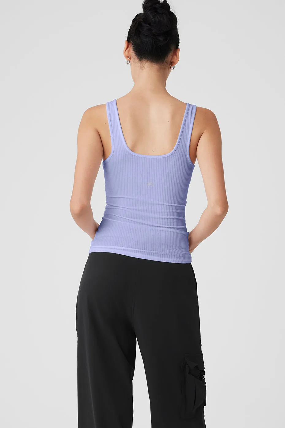 RIBBED SEA COAST SCOOP NECK TANK  LILAC BLUE.