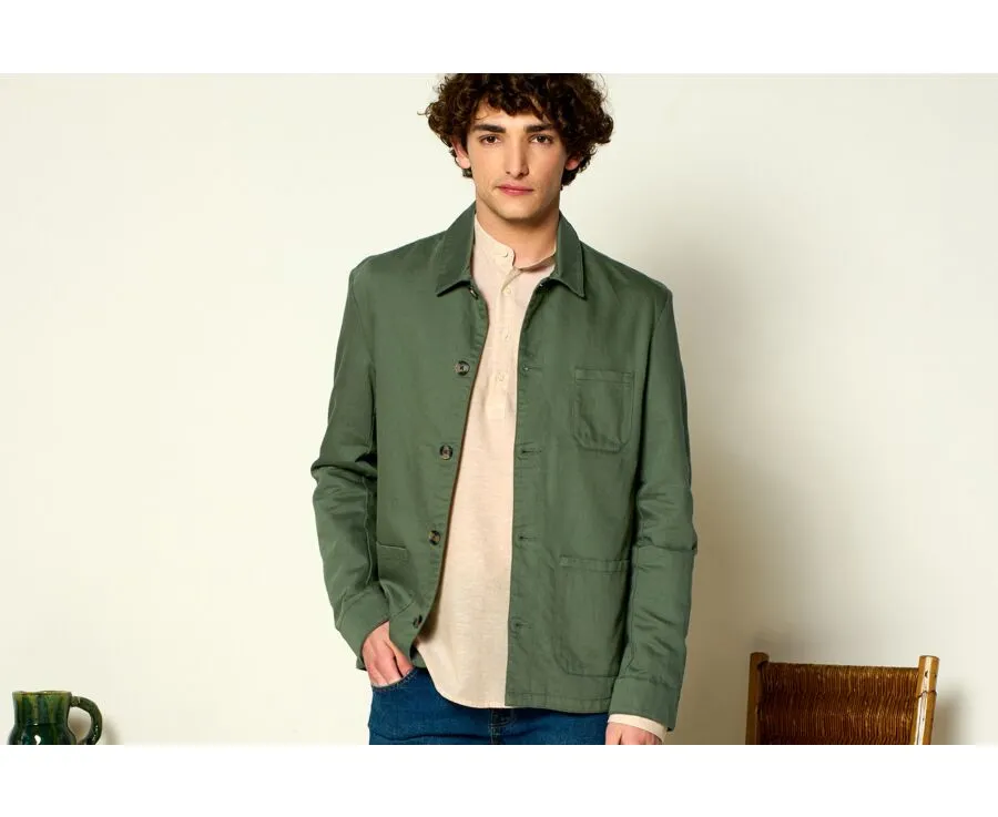 Sage Green men's cotton/linen  painter jacket - FAUSTINIEN