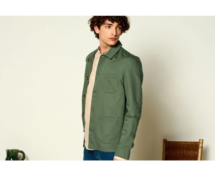 Sage Green men's cotton/linen  painter jacket - FAUSTINIEN