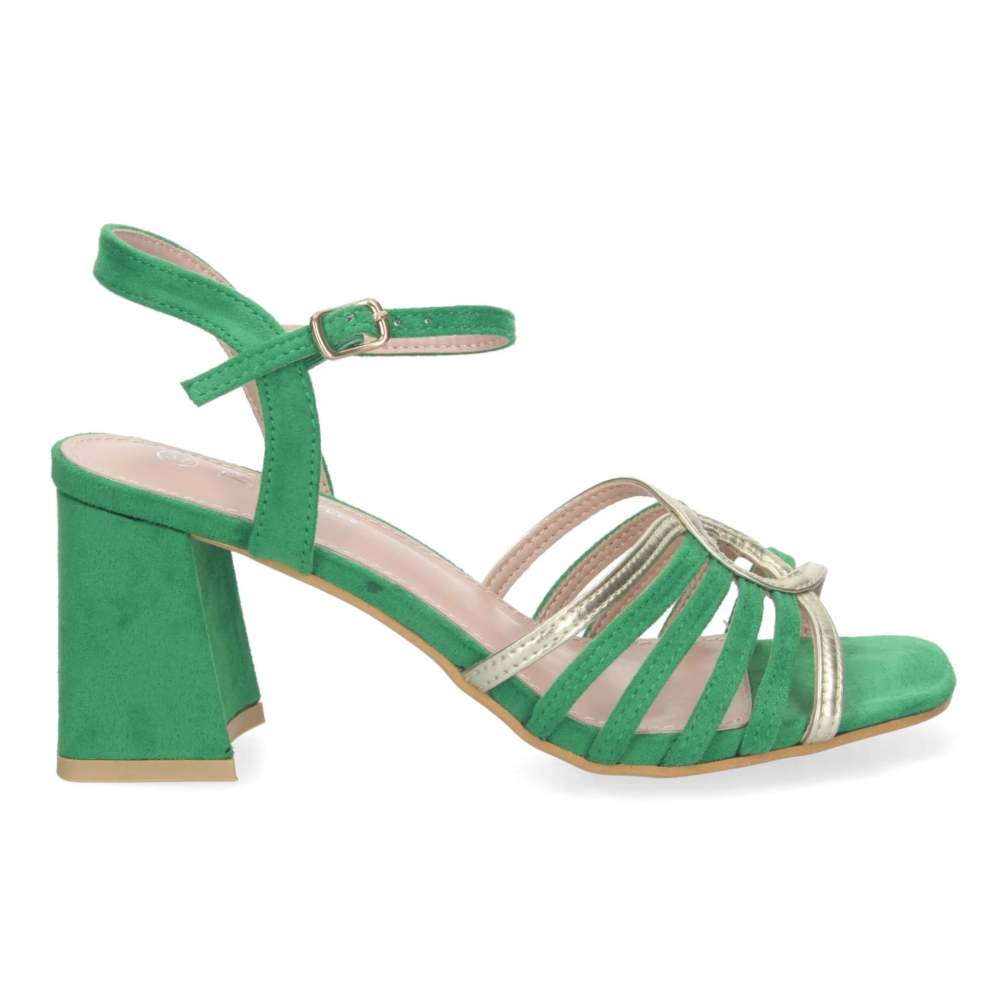 Sandalias de vestir tacón cómodo para mujer color verde JL777