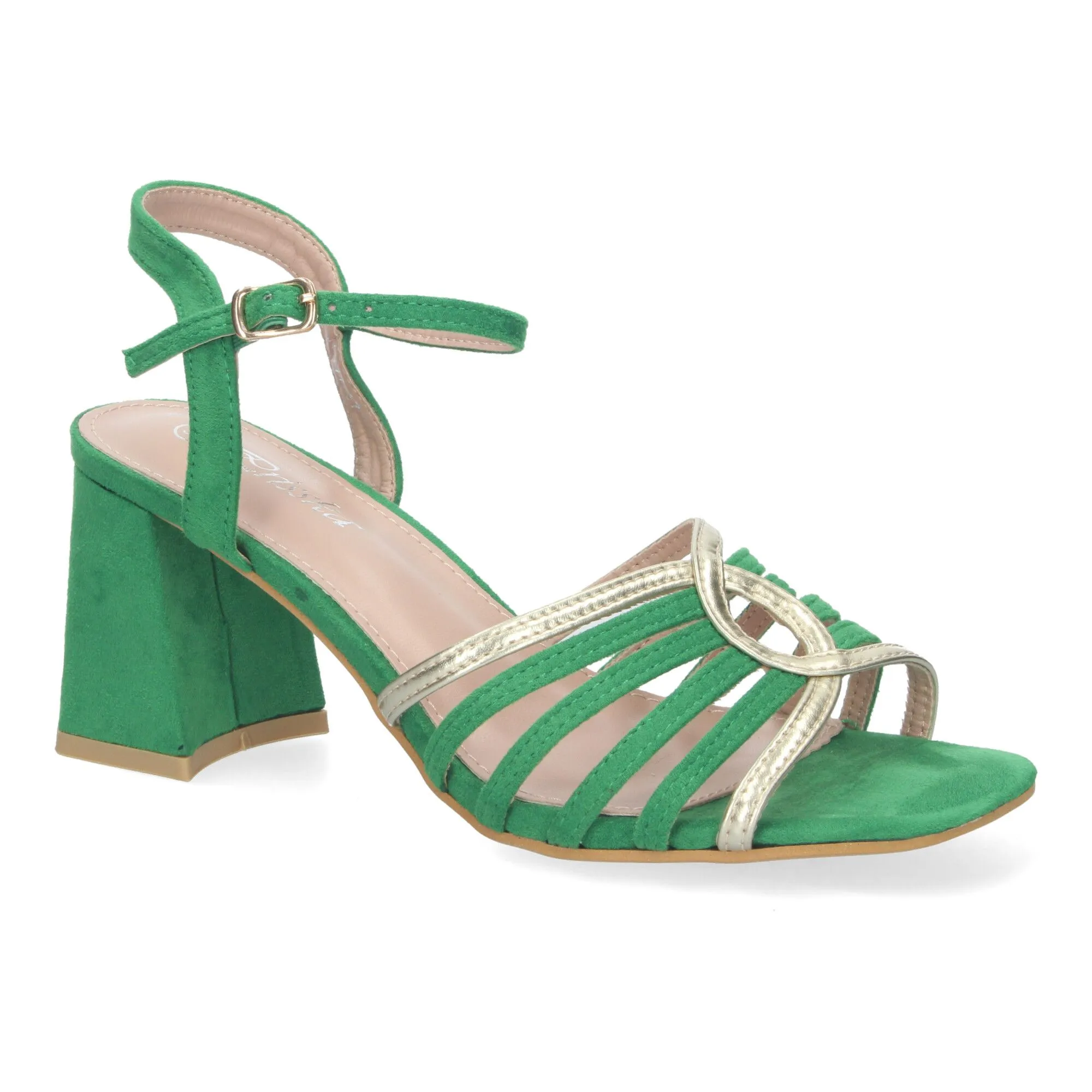 Sandalias de vestir tacón cómodo para mujer color verde JL777