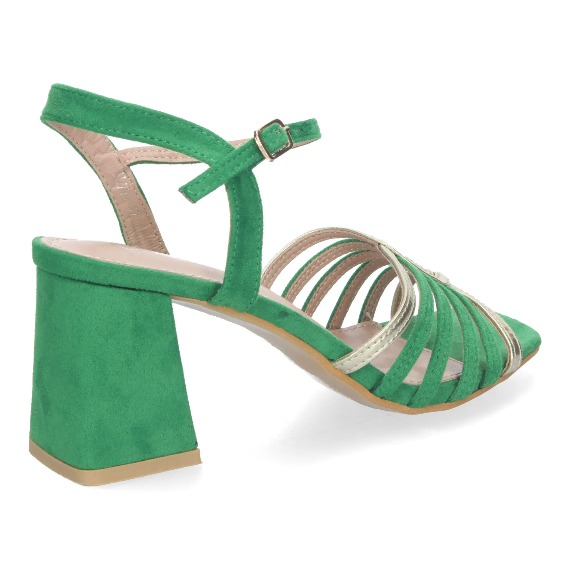 Sandalias de vestir tacón cómodo para mujer color verde JL777