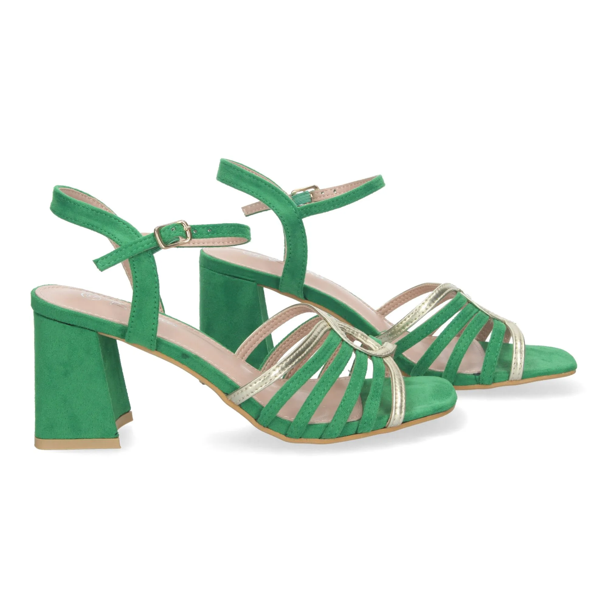 Sandalias de vestir tacón cómodo para mujer color verde JL777