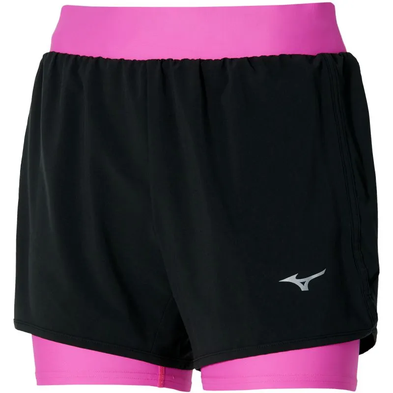 Short trail running mujer Mizuno ER 4.5 2in1 (Negro/rosa)